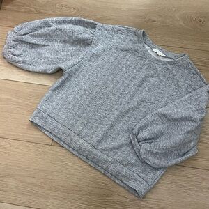 Karlie Gray Textured Puff Sleeve Sweatshirt Top Size M